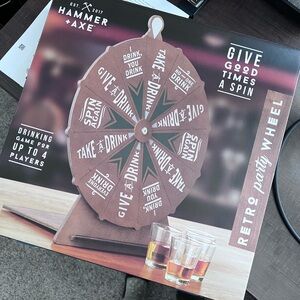 NWOT - Hammer + Axe Retro Party Adult Drinking Wheel Fame